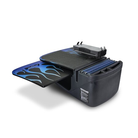 Autoexec GripMaster Car Desk Blue Steel Flames with Printer Stand and Power Inverter AESGrip-05-BSF-425